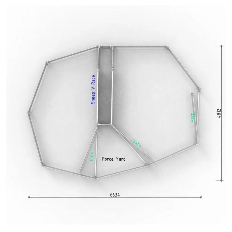 Top View Layout with Dimensions for 50 Head Sheep Yard 