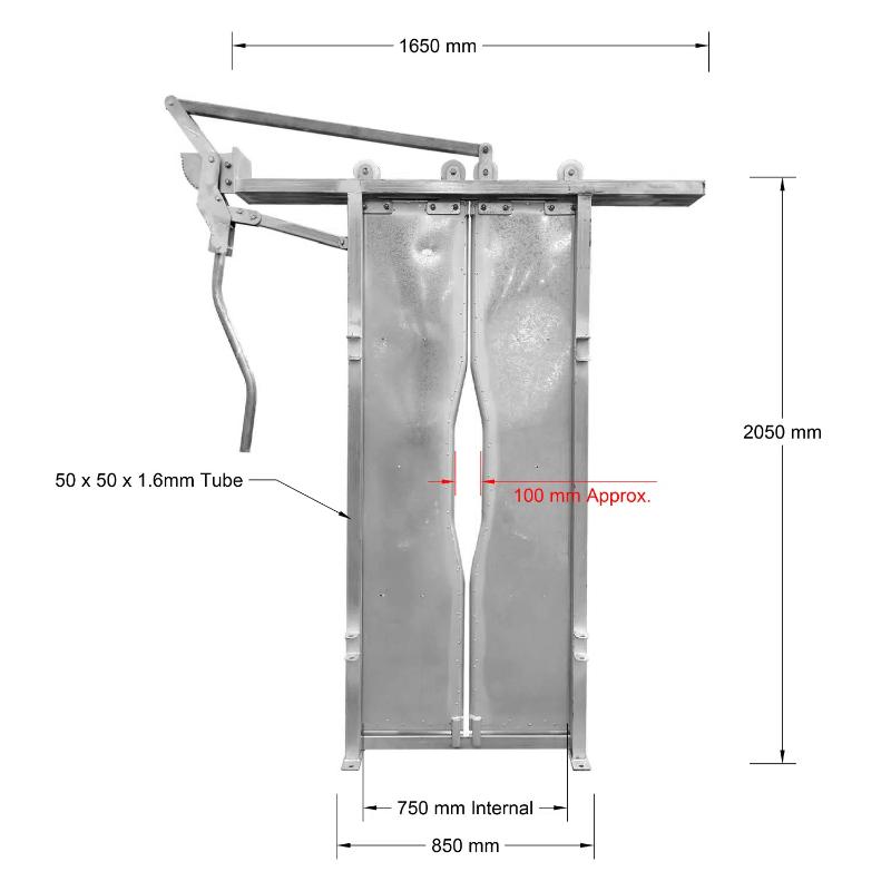 Super Rack Vet Cattle Crush Auto headbail measurements