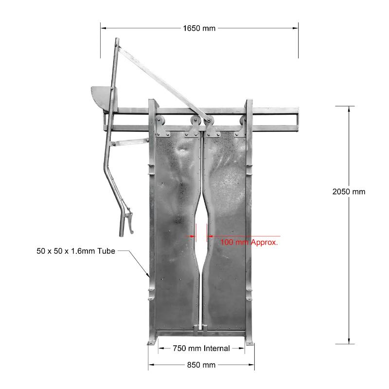 Super Rack Vet Cattle Crush Manual headbail manual measurements