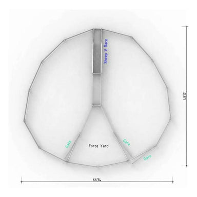 Top View Layout with Dimensions for 100 Head Sheep Yard 