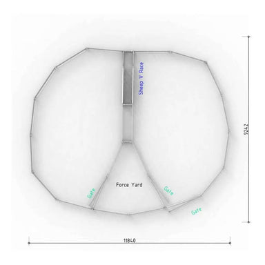 Top View Layout with Dimensions for 120 Head Sheep Yard 