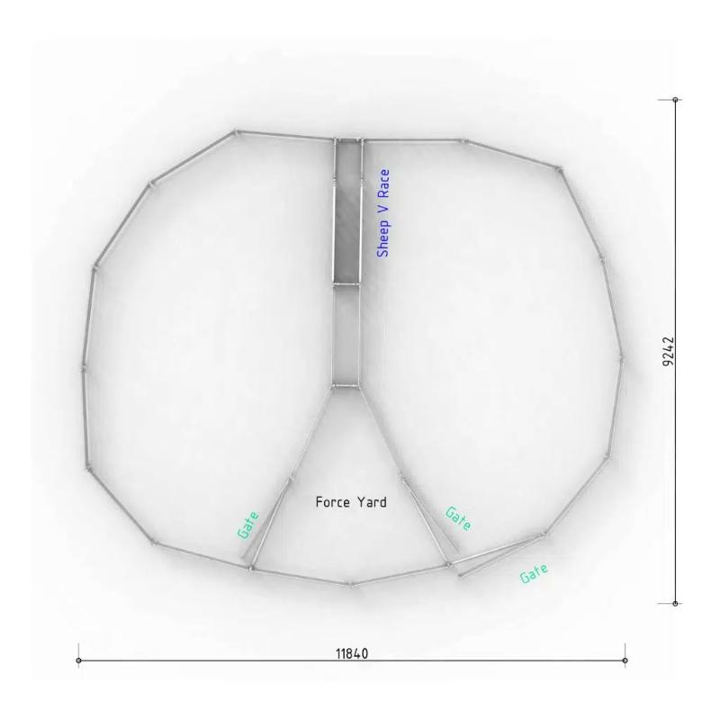 Top View Layout with Dimensions for 120 Head Sheep Yard 
