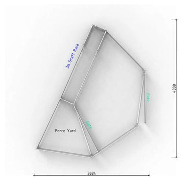 Top View Layout with Dimensions for 15 Head Sheep Yard 