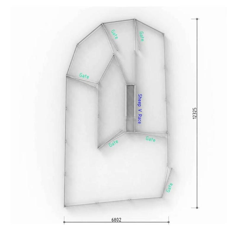 Top View Layout with Dimensions for 165 Head Sheep Yard 