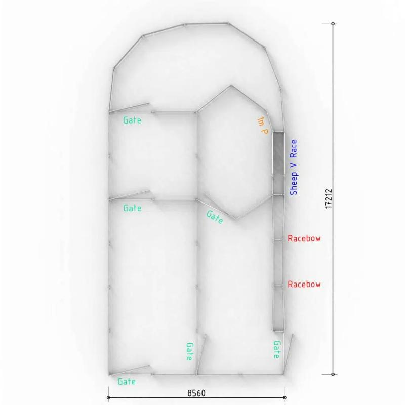 Top View Layout with Dimensions for 320 Head Sheep Yard 