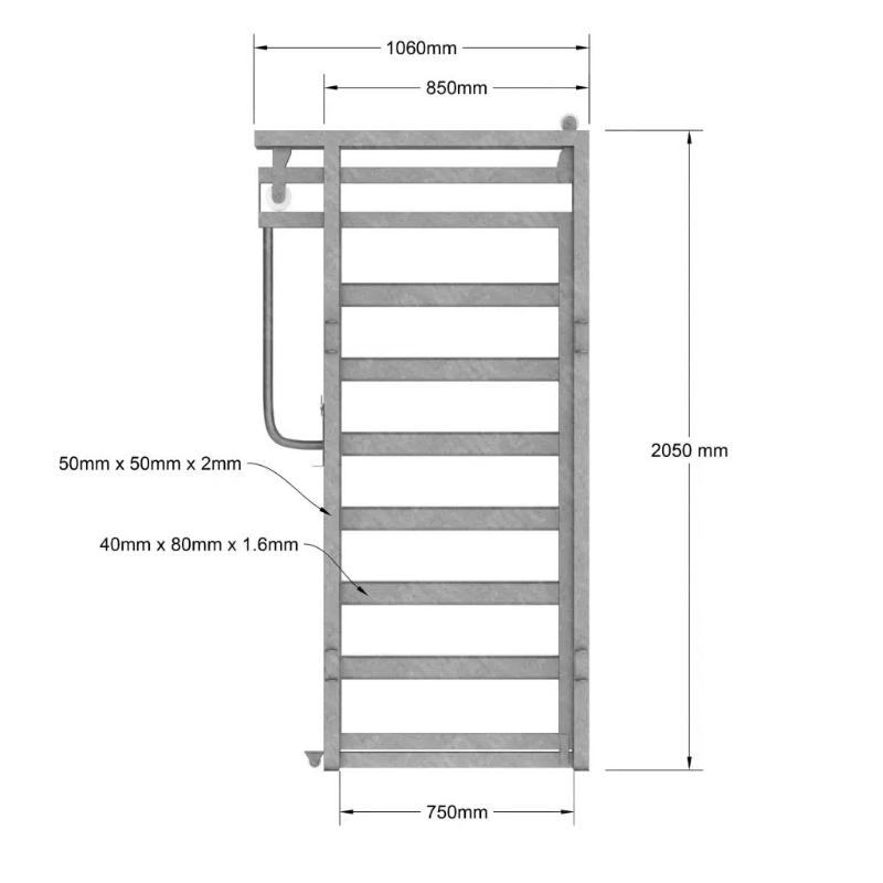 Cattle Yard Sliding Gate with Dimensions for Cattle Curved Race 40 x 80mm 12 Panels Rack