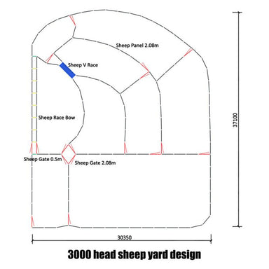 3000 Head Sheep Yard Design with Dimensions