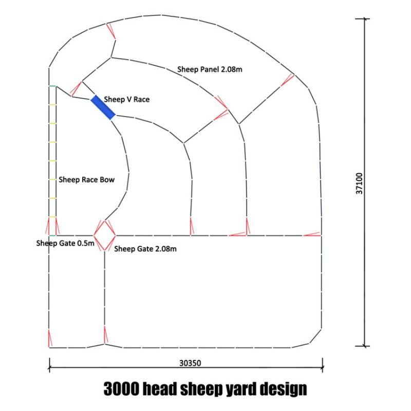 3000 Head Sheep Yard Design with Dimensions