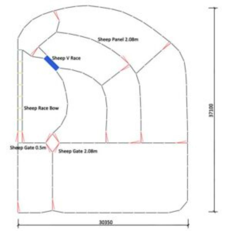 3000 Head Sheep Yard Layout with Dimensions