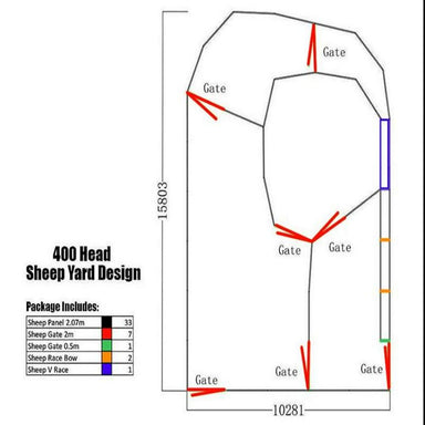 400 Head Sheep Yard Design with Dimensions
